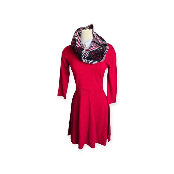 BCX Junior's Scarf and Sweater 2 Piece Dress Set Red Size L - Picture 1 of 6